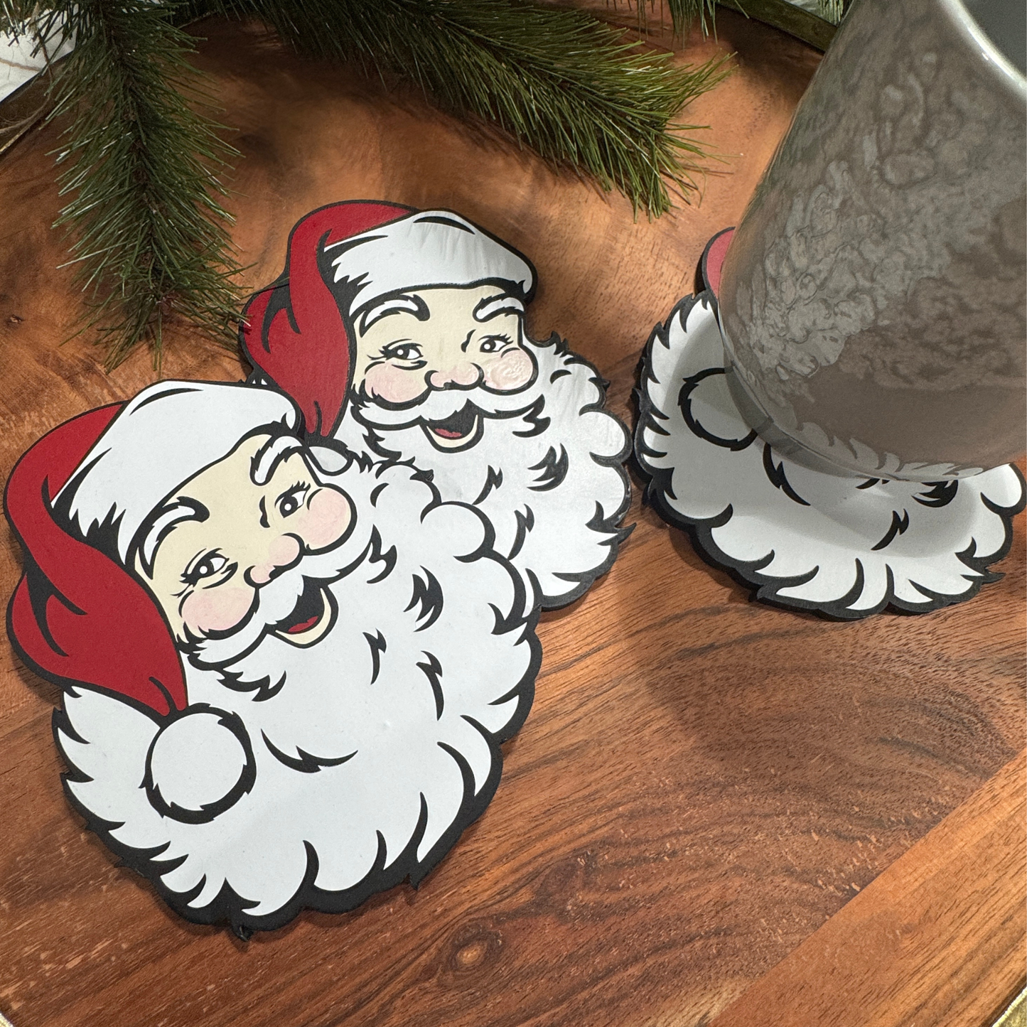 Jolly Santa Wooden Coasters