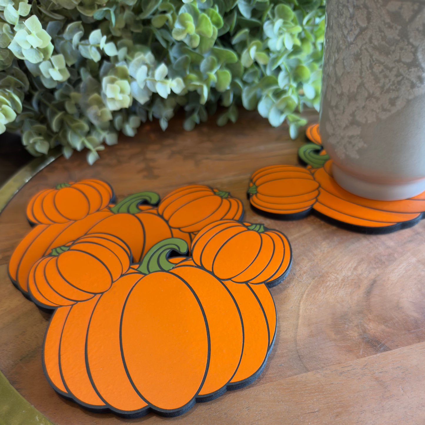 Mouse Pumpkin Wooden Coasters